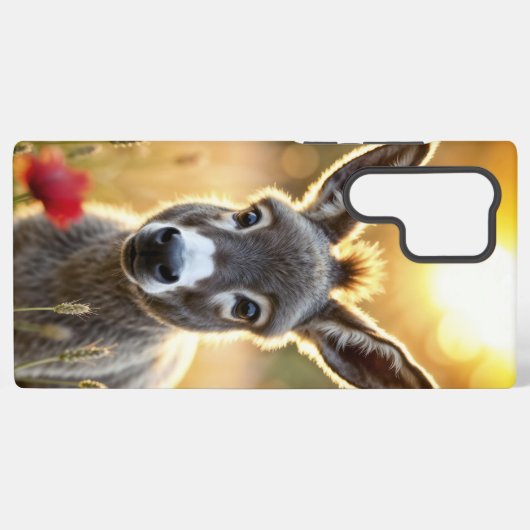 Baby ezel vreedzame natuur rode papaver veld samsung galaxy hoesje (Achterkant horizontaal)