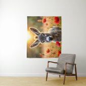 Baby ezel vreedzame natuur rode papaver veld wandkleed (In situ)