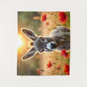 Baby ezel vreedzame natuur rode papaver veld wandkleed (Voorkant)