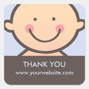 Baby Face - Blauw & Bruin Gepersonaliseerde Sticke Vierkante Sticker