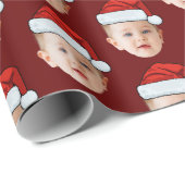 Baby Face Funny Custom Photo Kerstman Hoed Kerstmi Cadeaupapier (Rol Hoek)