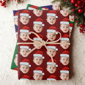 Baby Face Funny Custom Photo Kerstman Hoed Kerstmi Inpakpapier Vel