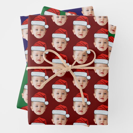 Baby Face Funny Custom Photo Kerstman Hoed Kerstmi Inpakpapier Vel (In situ)