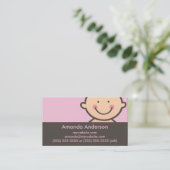 Baby Face Pink & Brown Visitekaartjes (Staand voorkant)