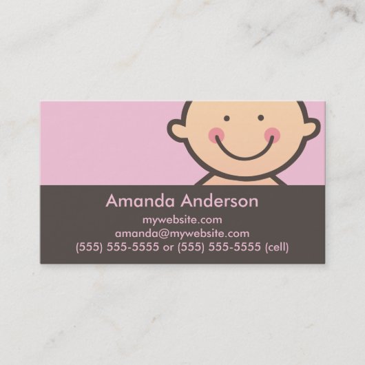 Baby Face Pink & Brown Visitekaartjes (Voorkant)
