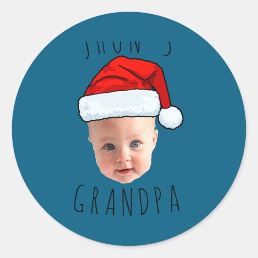 Baby Face Santa Hat Christmas Photo  Ronde Sticker (Voorkant)
