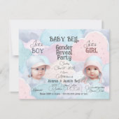 Baby Faces Geslacht onthullen Uitnodiging (Voorkant)