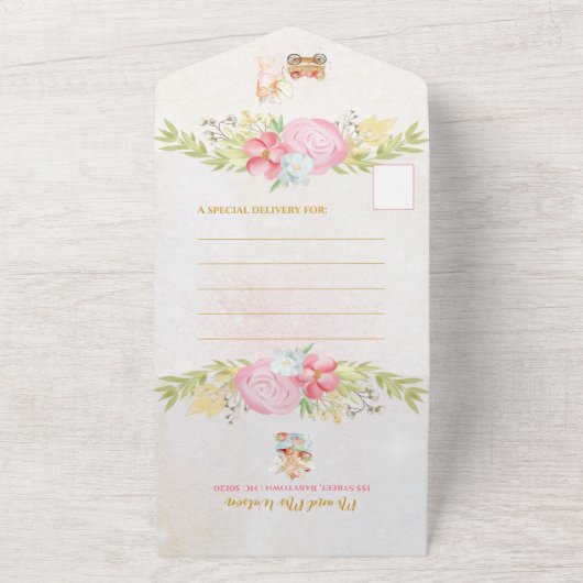 Baby Fairy Delicate Girly Baby shower All In One Uitnodiging (Buitenkant)