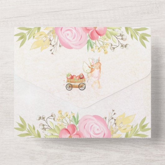 Baby Fairy Delicate Girly Baby shower All In One Uitnodiging (Achterkant)