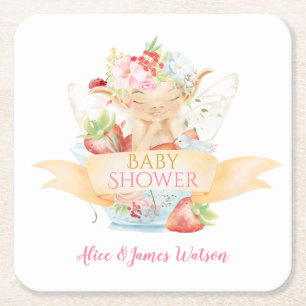 Baby Fairy Delicate Girly Baby shower Kartonnen Onderzetters