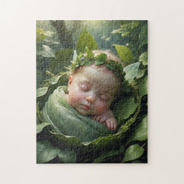 Baby Fairy Ingezadeld in een blad Legpuzzel