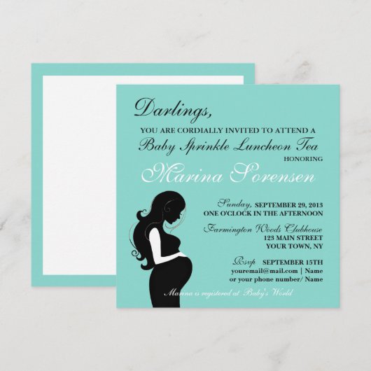 BABY & familie Sprinkle Shower Luncheon Tea Party Kaart (Voorkant / Achterkant)