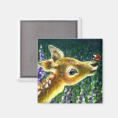 Baby Fawn en lieveheersbeestje magneet (Voorkant / Achterkant)
