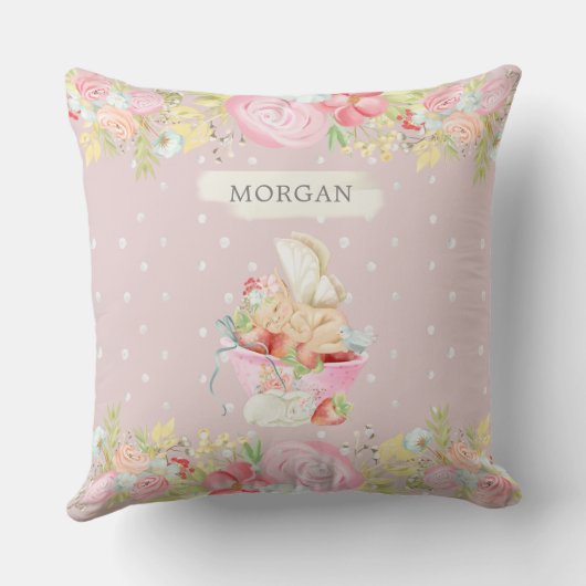 baby fee schattige tuin gechanteerd monogram kussen (Achterkant)