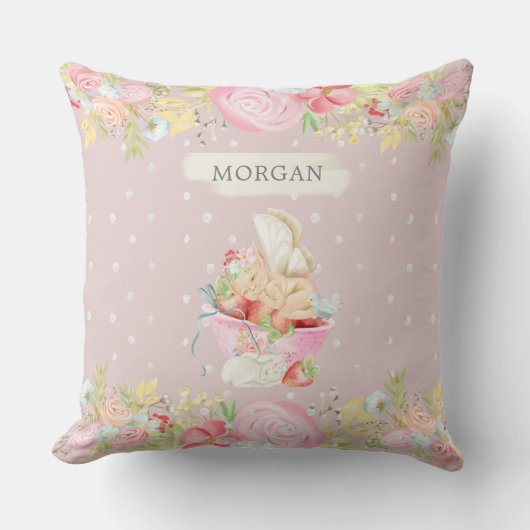 baby fee schattige tuin gechanteerd monogram kussen (Voorkant)