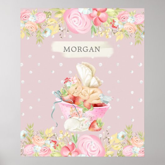 baby fee schattige tuin gechanteerd monogram poster (Voorkant)