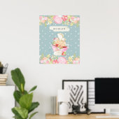 baby fee schattige tuin met monogram poster (Thuiskantoor)