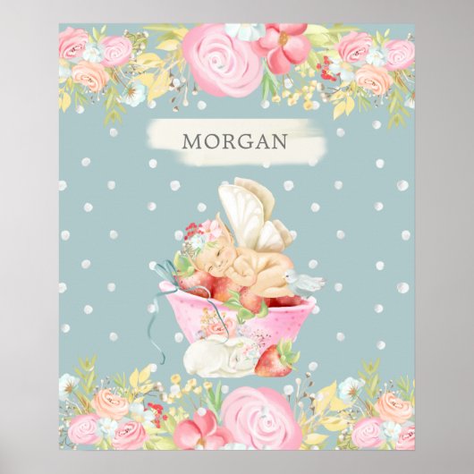 baby fee schattige tuin met monogram poster (Voorkant)