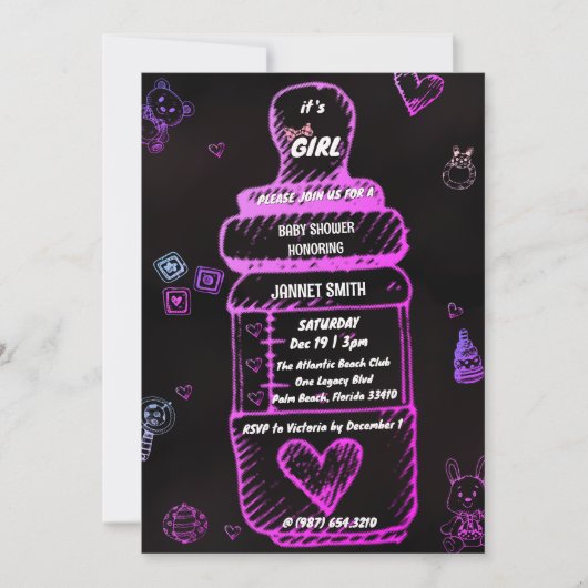 baby Feeding Bottle baby shower Uitnodiging (Voorkant)