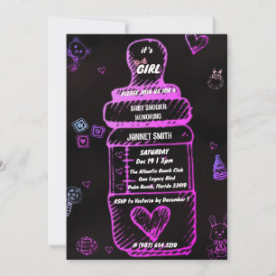 baby Feeding Bottle baby shower Uitnodiging