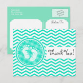 Baby Feet; Aqua Green Chevron Briefkaart (Voorkant / Achterkant)