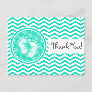 Baby Feet; Aqua Green Chevron Briefkaart