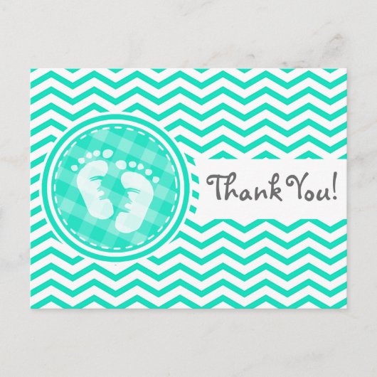 Baby Feet; Aqua Green Chevron Briefkaart (Voorkant)