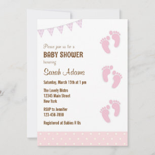 Baby Feet Baby shower Invitation Pastel Kaart