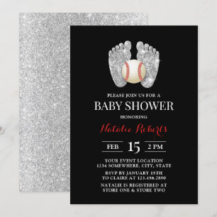 Baby Feet & Baseball Sport Baby shower Kaart