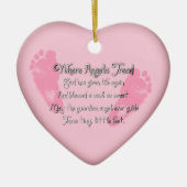 Baby Feet Birth Heart Shaped Ornament (Voorkant)