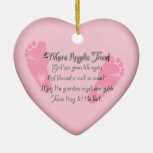 Baby Feet Birth Heart Shaped Ornament