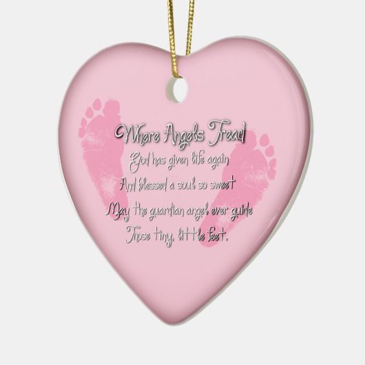 Baby Feet Birth Heart Shaped Ornament (Links)