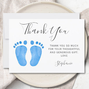 Baby Feet Blauw Baby shower Bedankkaart
