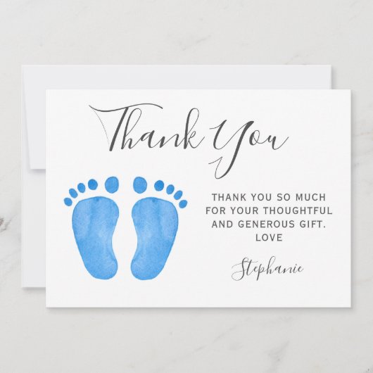 Baby Feet Blauw Baby shower Bedankkaart (Voorkant)