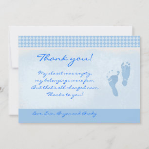 Baby Feet Blue Baby shower Hartelijk dank voor uw  Bedankkaart