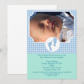 Baby Feet Blue Baptism Dedication 5x7 foto Kaart (Voorkant / Achterkant)