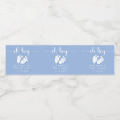 Baby Feet Blue Boy Shower Waterfles Etiket (Enkel label)