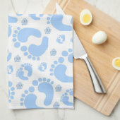 Baby Feet Blue Elephant Kitchen Hand Towel Theedoek (Quarter Fold)