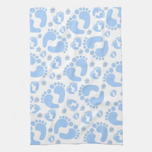 Baby Feet Blue Elephant Kitchen Hand Towel Theedoek (Verticaal)