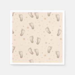 Baby Feet Boy Meisje Douche Beige Servet