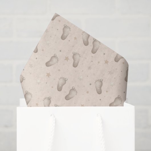 Baby Feet Decoupage Douche Beige Tissuepapier (Cadeauzakje)