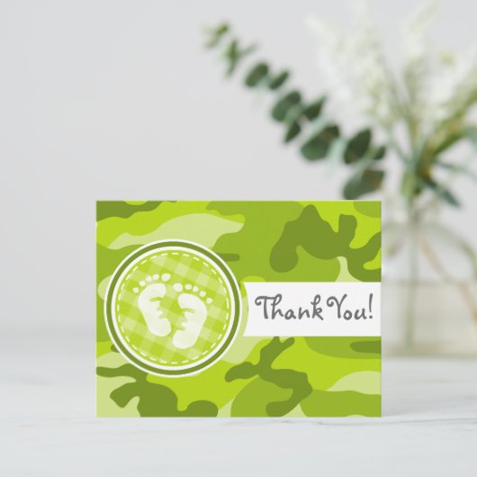 Baby Feet; felgroene camo, camouflage Briefkaart (Staand voorkant)