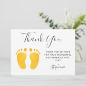 Baby Feet Geel Baby shower Bedankkaart (Staand voorkant)