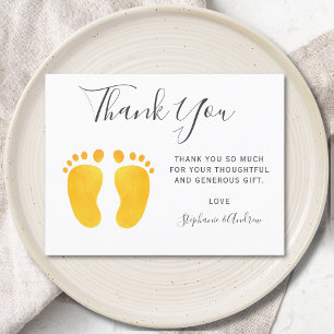 Baby Feet Geel Baby shower Dank u Briefkaart