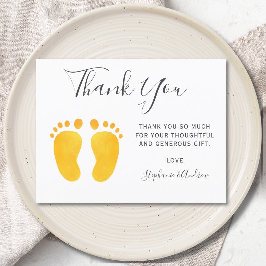 Baby Feet Geel Baby shower Dank u Briefkaart