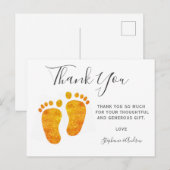 Baby Feet Gold Glitter Baby shower Hartelijk dank Uitnodiging Briefkaart (Voorkant / Achterkant)