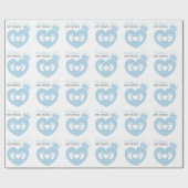 Baby Feet Heart Baby Prince Shower Blue White Cadeaupapier (Vlak)