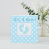 Baby Feet Het is een Boy Baby shower Uitnodiging (Staand voorkant)