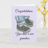 Baby Feet in Sneakers, nieuwe kleinzoon Kaart (Gele Bloem)