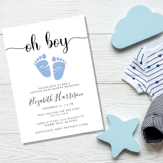 Baby Feet Oh Boy Virtueel Baby shower Kaart